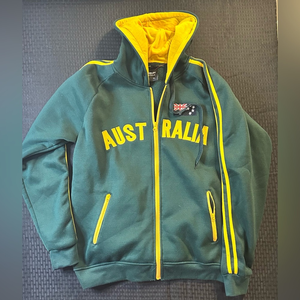Green Jacket With Australia Flag Patch Hoodie - image 3